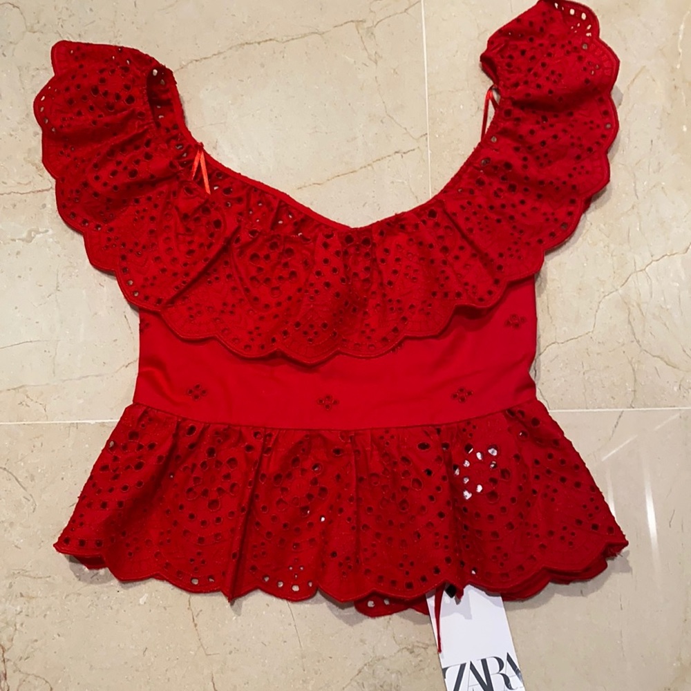 Zara Red Blouse, Size L